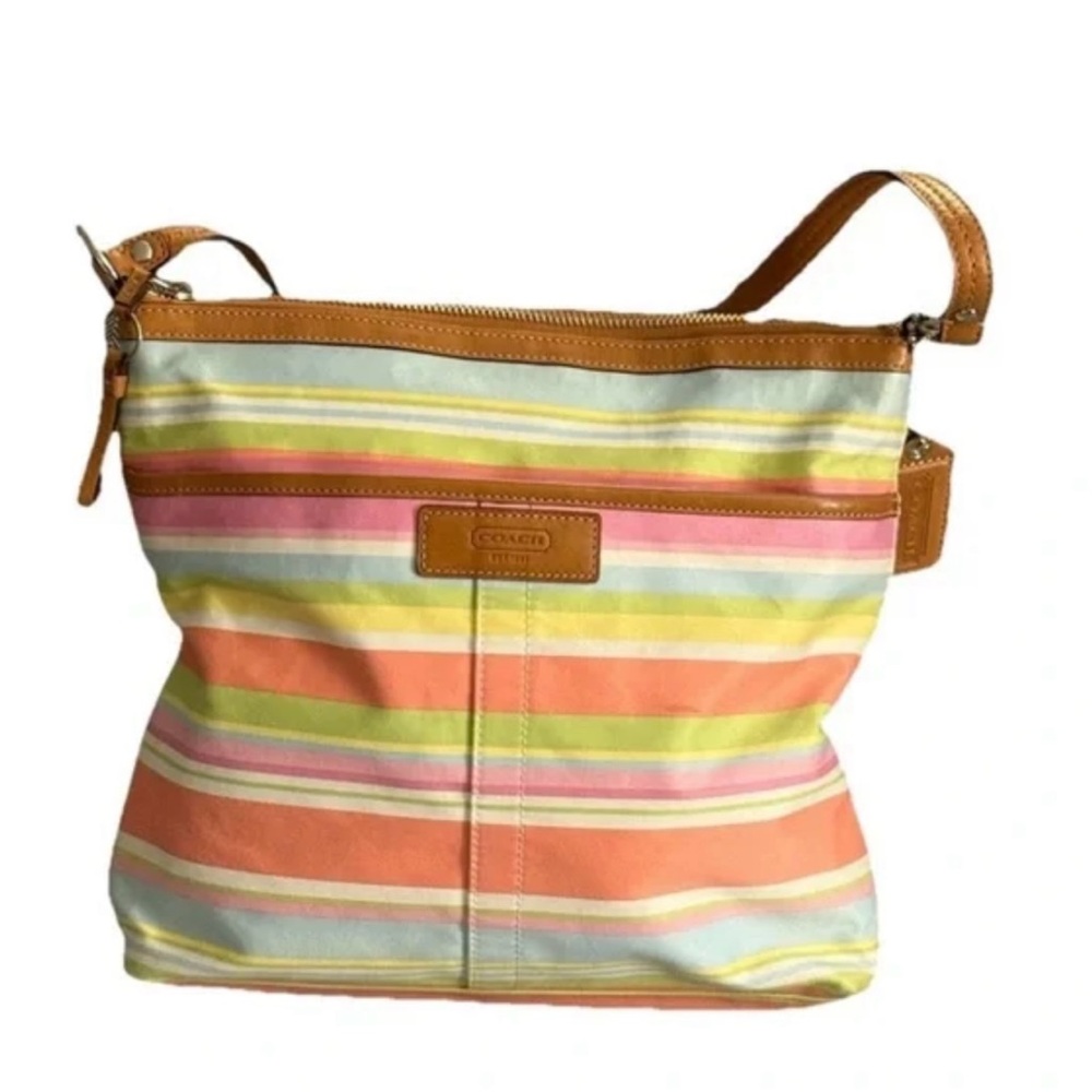 Y2K Coach Pastel Multi-Color Stripe convertible shoulder bag